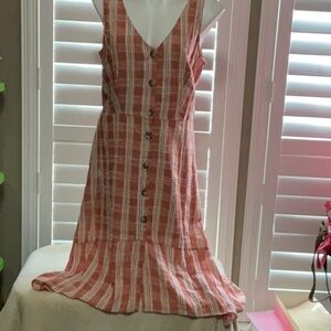 Women's Pink Plaid Button-Down Dress